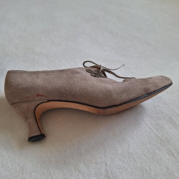 💙 Ivan Picone Embroidered Retro Style Suede Leather Size 10 Fall Preppy - Picture 5 of 8